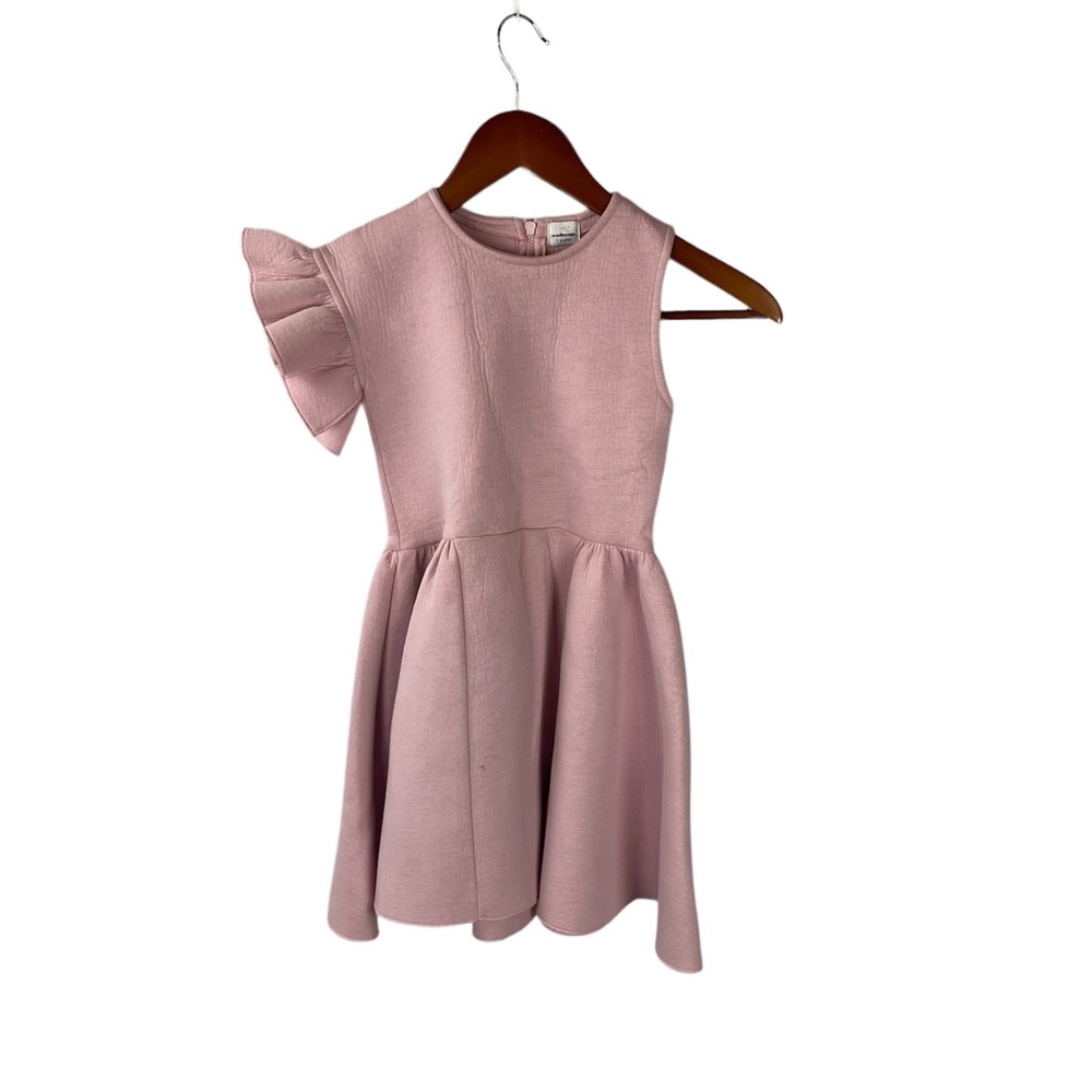 No added Sugar Pink Dress Sz 7-8 Ruffle Shoulder A Line Holiday Wedding